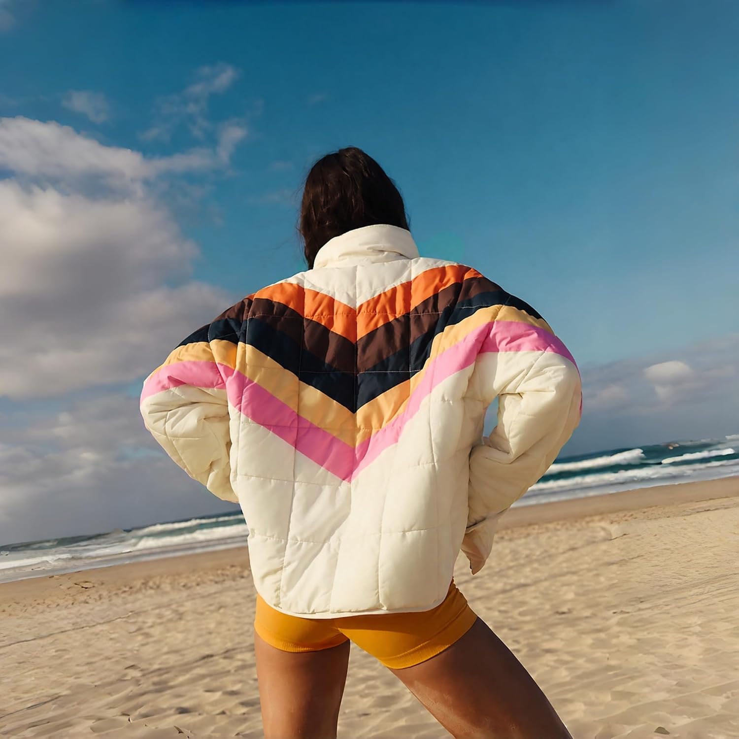 Quilted Padded Jacket with Snap Cuffs - 图片 2