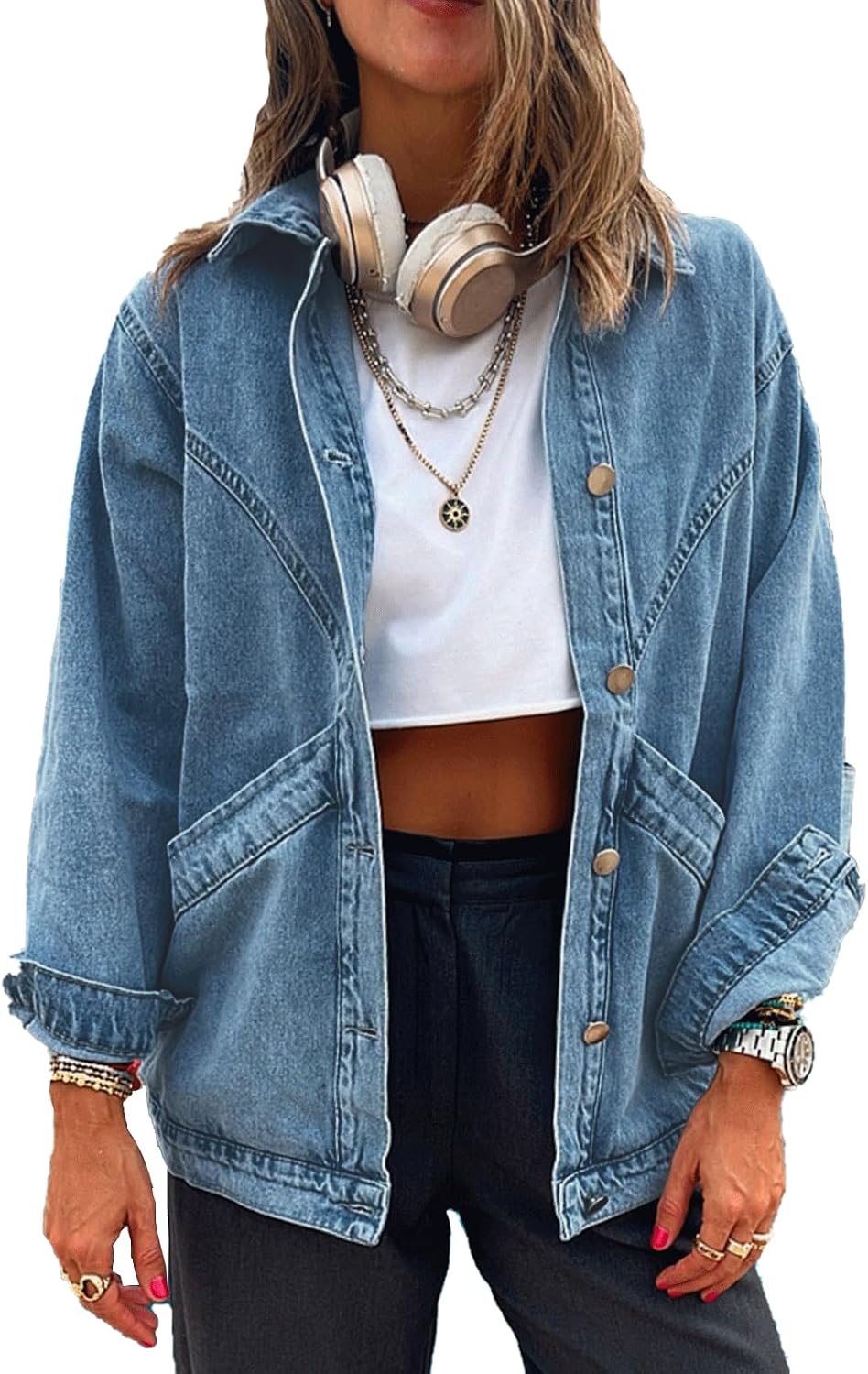 Oversized Denim Shacket with Pockets