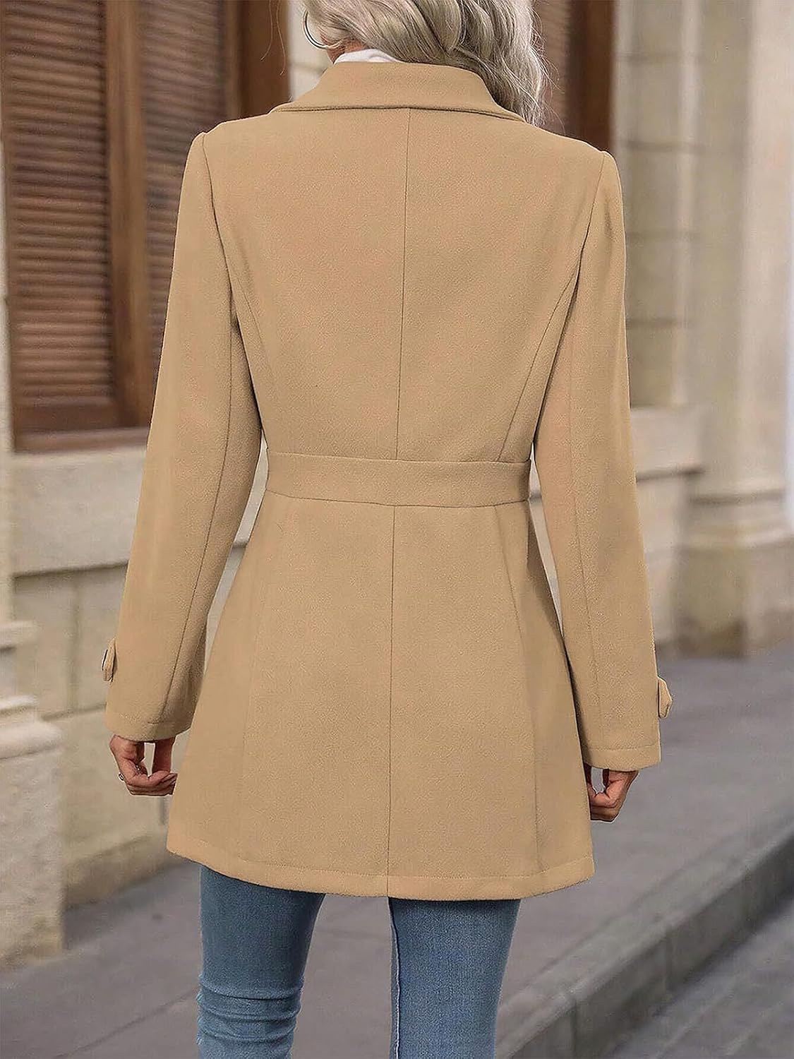 Wool Blend Pea Coat - 图片 5