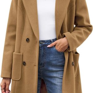Double-Breasted Wool Blend Pea Coat