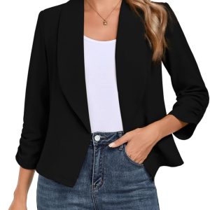 3/4 Sleeve Blazer with Lapel Collar
