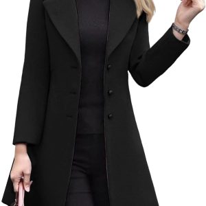 Wool Blend Notched Lapel Overcoat